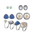 simple inlaid diamond fashion geometric earrings ring 8 setspicture13
